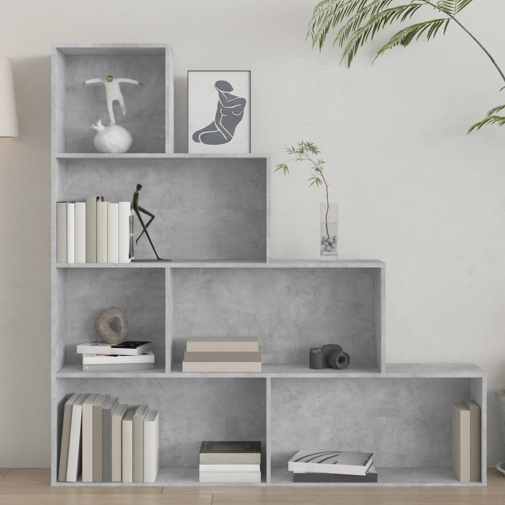 Boekenkast/kamerscherm 155x24x160 cm bewerkt hout betongrijs MeubelReus