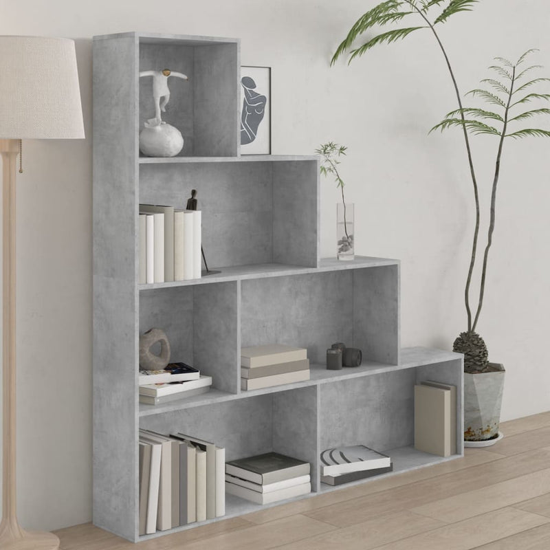 Boekenkast/kamerscherm 155x24x160 cm bewerkt hout betongrijs MeubelReus