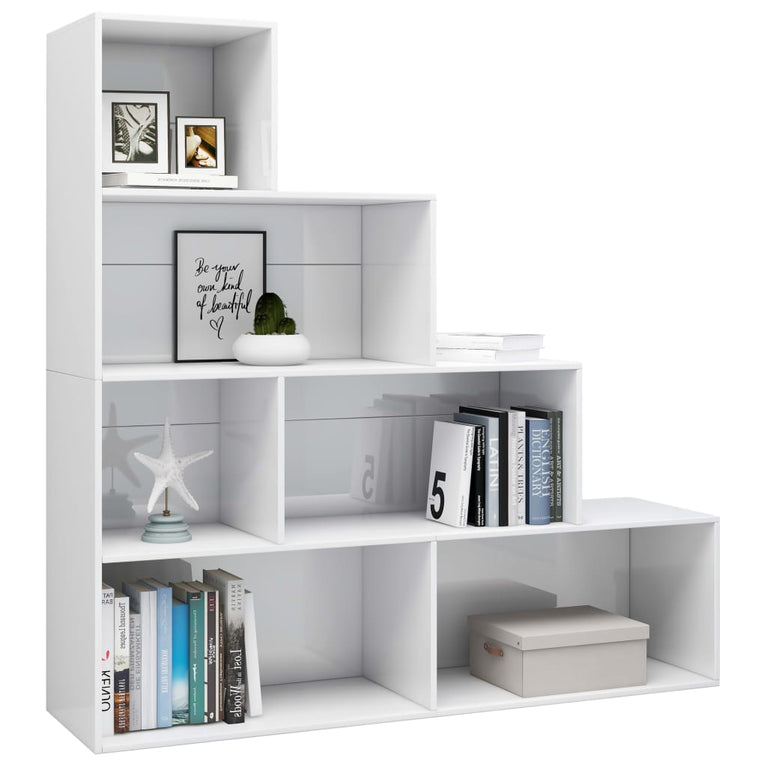 Boekenkast/kamerscherm 155x24x160 cm bewerkt hout hoogglans wit MeubelReus