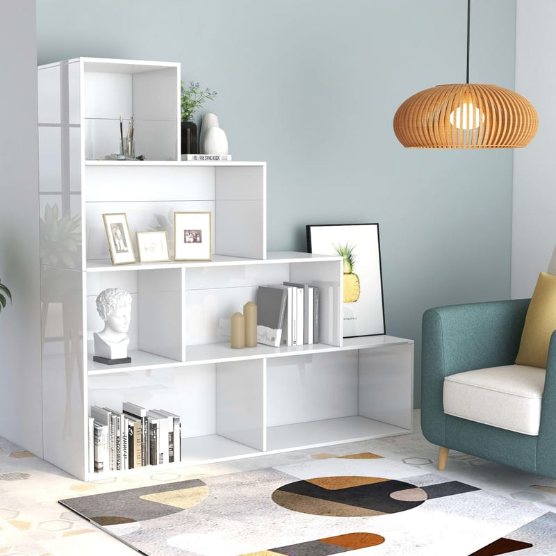 Boekenkast/kamerscherm 155x24x160 cm bewerkt hout hoogglans wit MeubelReus