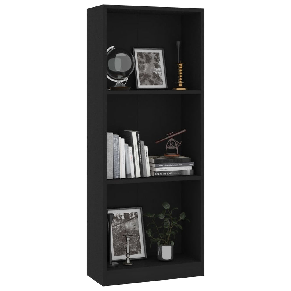Boekenkast met 3 schappen 40x24x108 cm bewerkt hout zwart MeubelReus