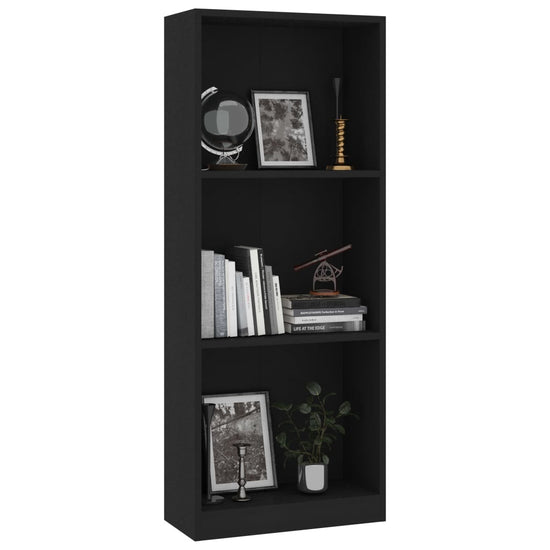 Boekenkast met 3 schappen 40x24x108 cm bewerkt hout zwart MeubelReus