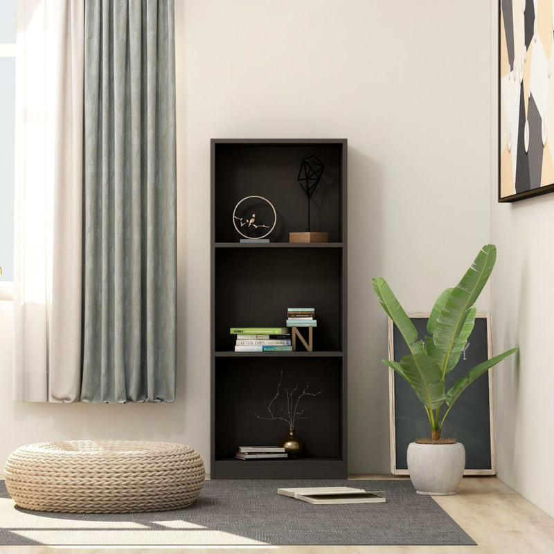 Boekenkast met 3 schappen 40x24x108 cm bewerkt hout zwart MeubelReus