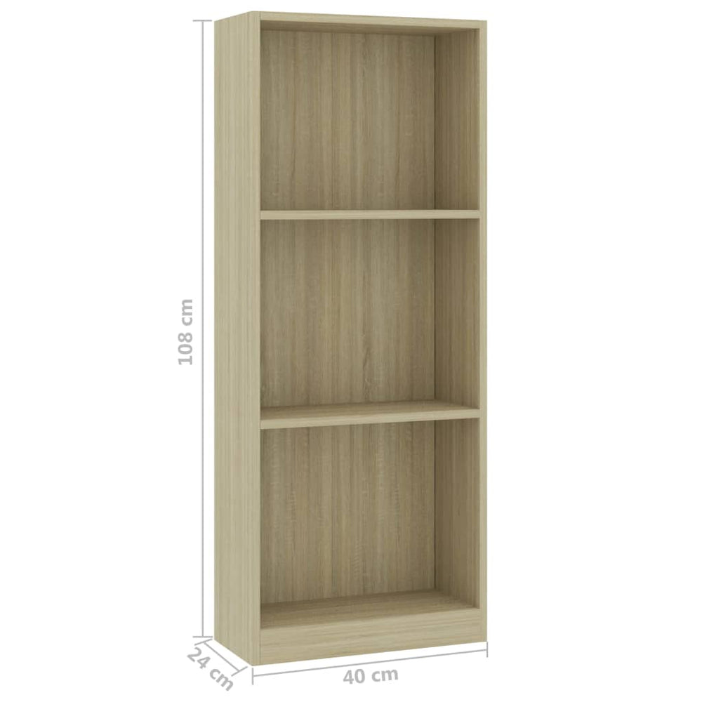 Boekenkast met 3 schappen 40x24x108 cm bewerkt hout sonoma eik MeubelReus