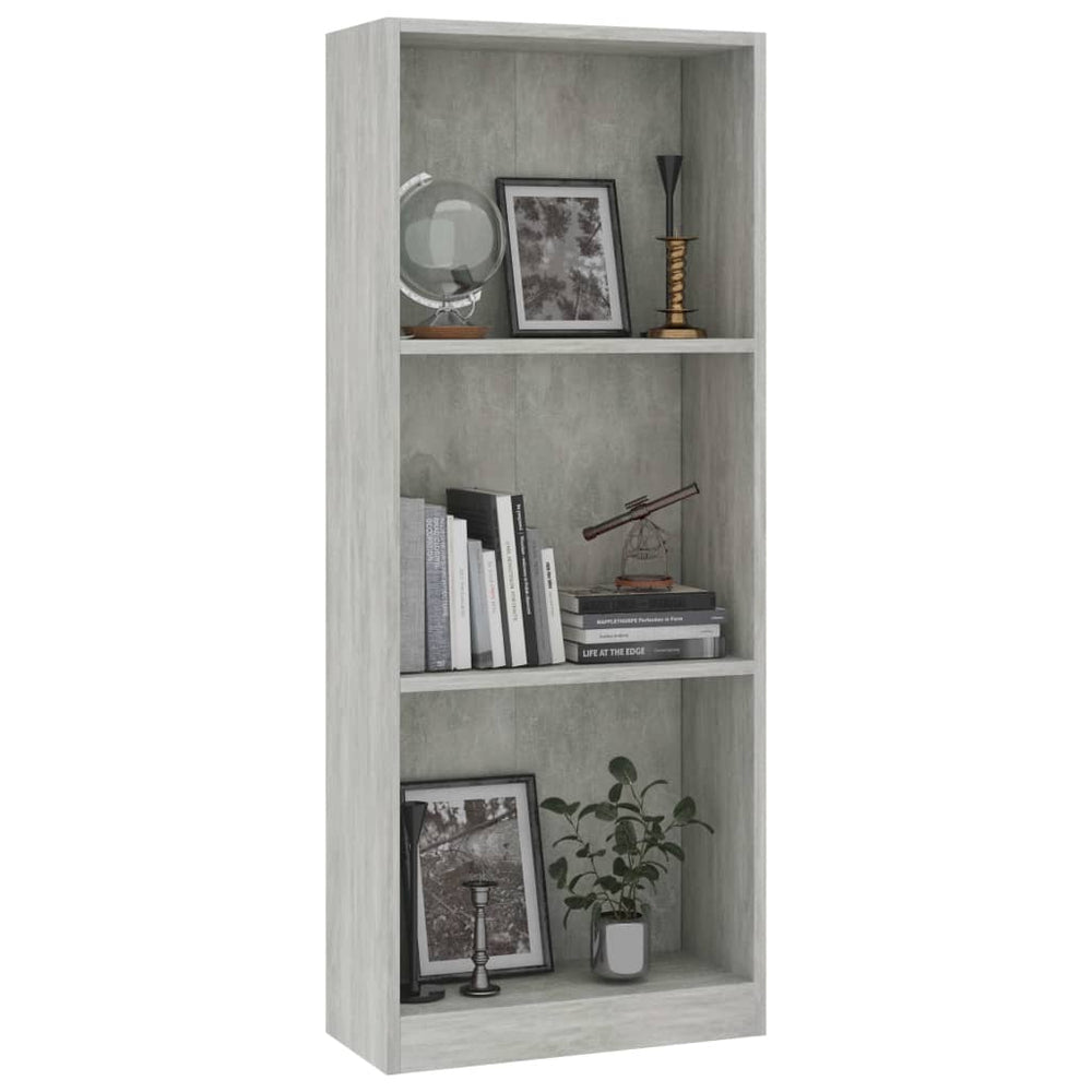 Boekenkast met 3 schappen 40x24x108 cm bewerkt hout betongrijs MeubelReus