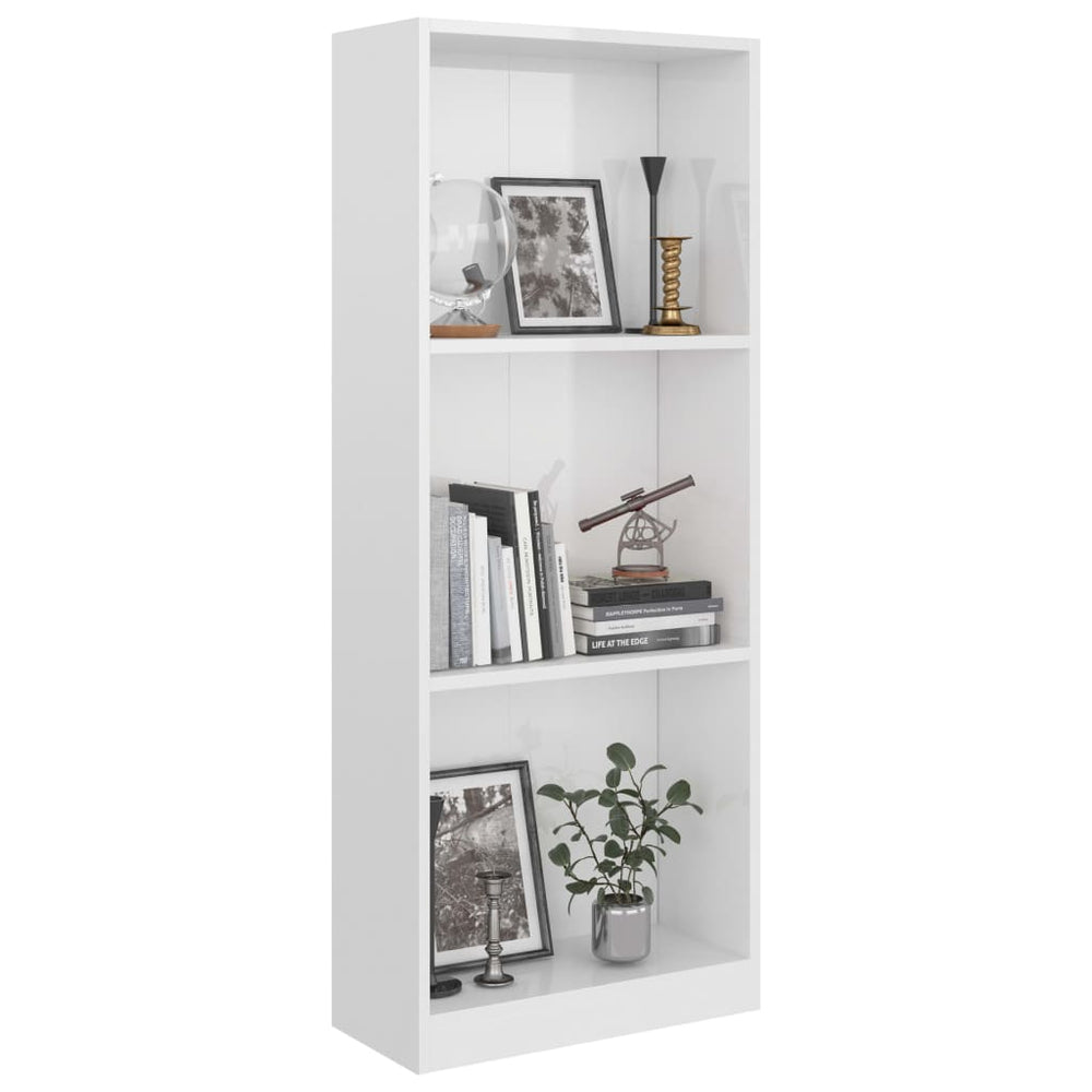 Boekenkast met 3 schappen 40x24x108 cm spaanplaat hoogglans wit MeubelReus