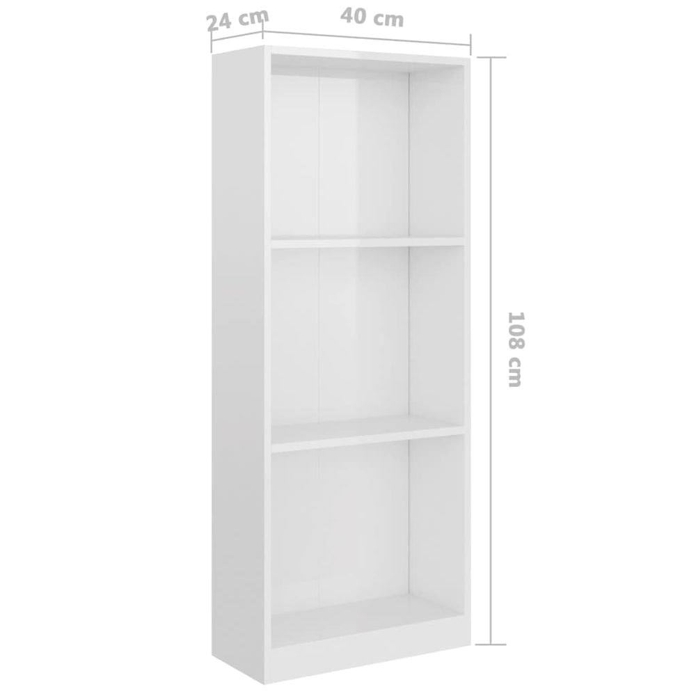 Boekenkast met 3 schappen 40x24x108 cm spaanplaat hoogglans wit MeubelReus