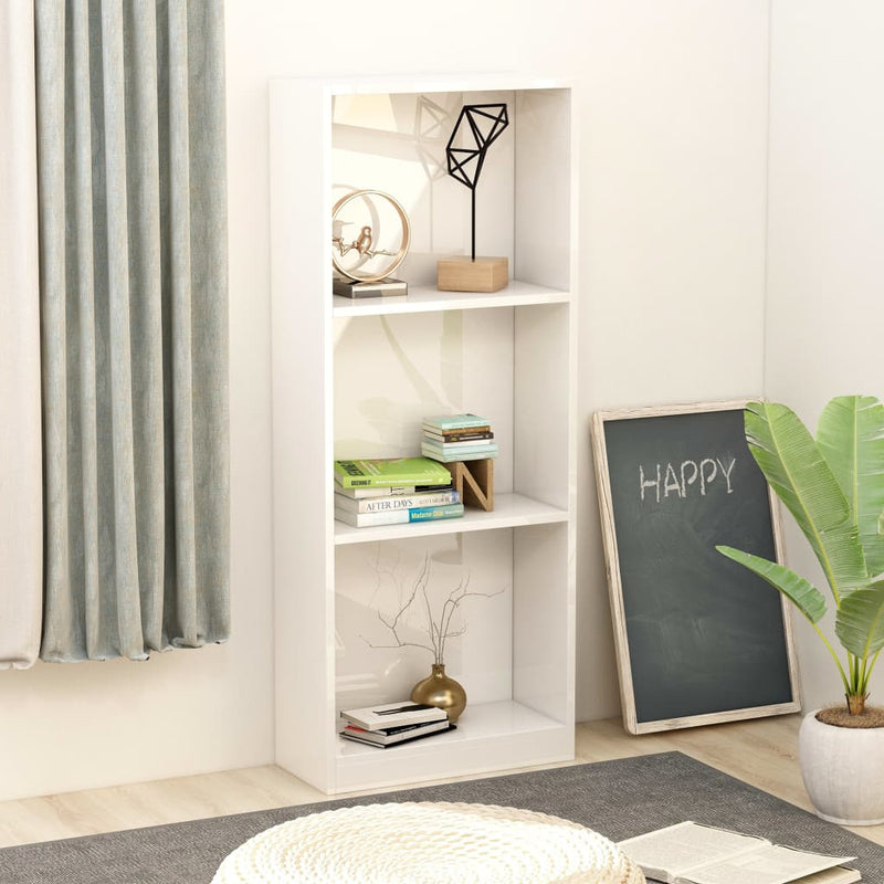 Boekenkast met 3 schappen 40x24x108 cm spaanplaat hoogglans wit MeubelReus