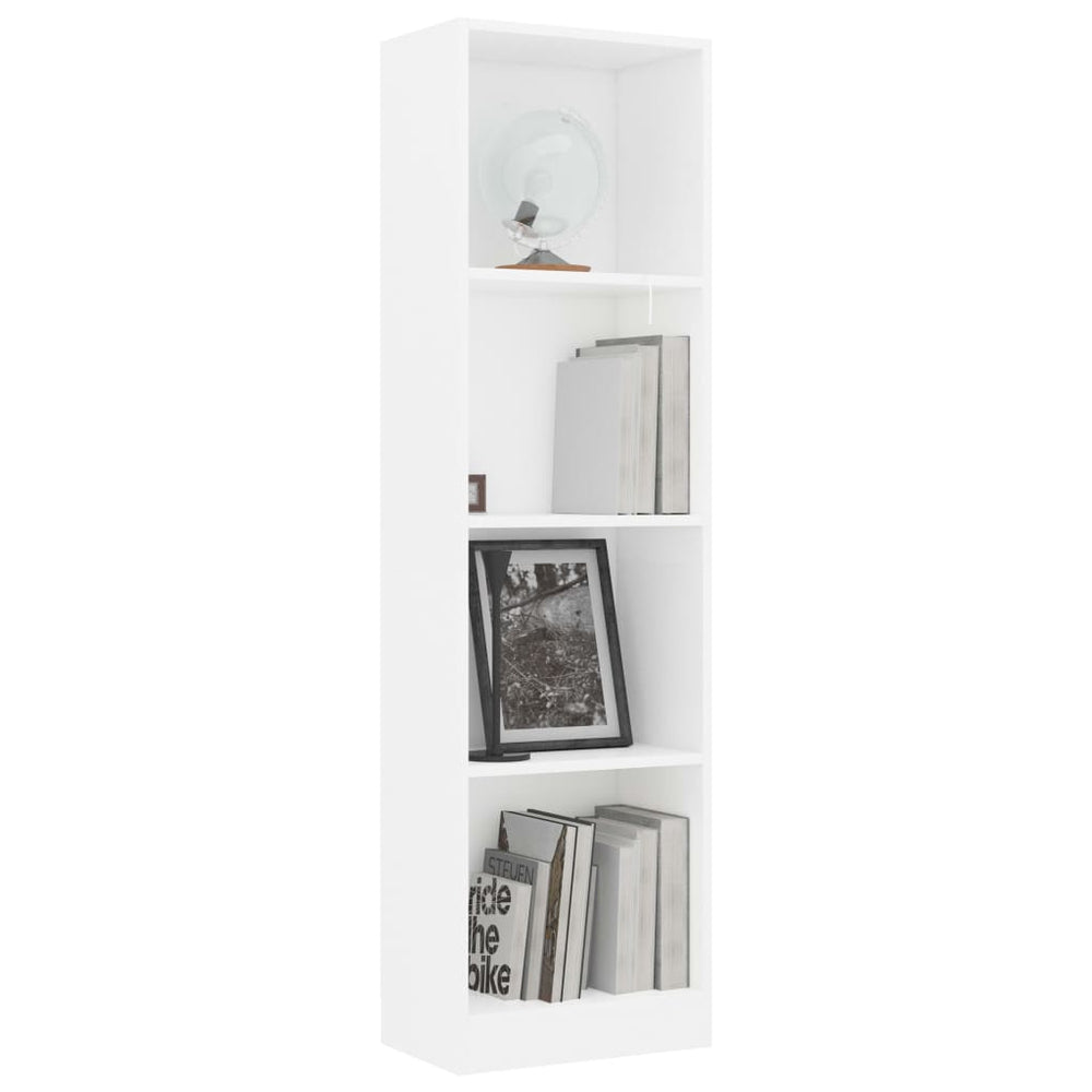 Boekenkast met 4 schappen 40x24x142 cm bewerkt hout wit MeubelReus