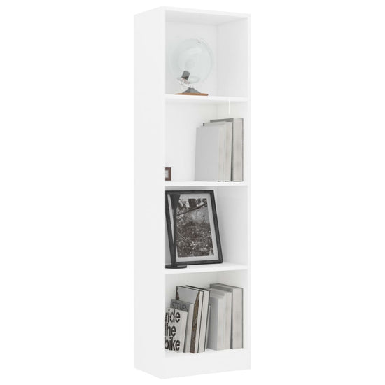 Boekenkast met 4 schappen 40x24x142 cm bewerkt hout wit MeubelReus