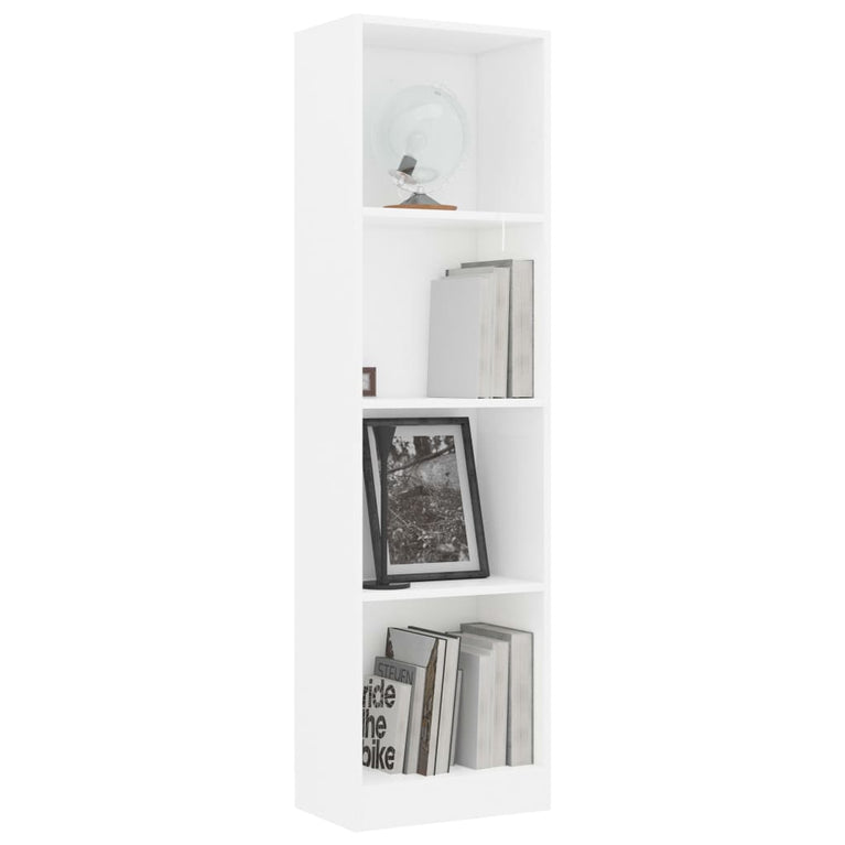 Boekenkast met 4 schappen 40x24x142 cm bewerkt hout wit MeubelReus