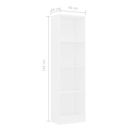 Boekenkast met 4 schappen 40x24x142 cm bewerkt hout wit MeubelReus