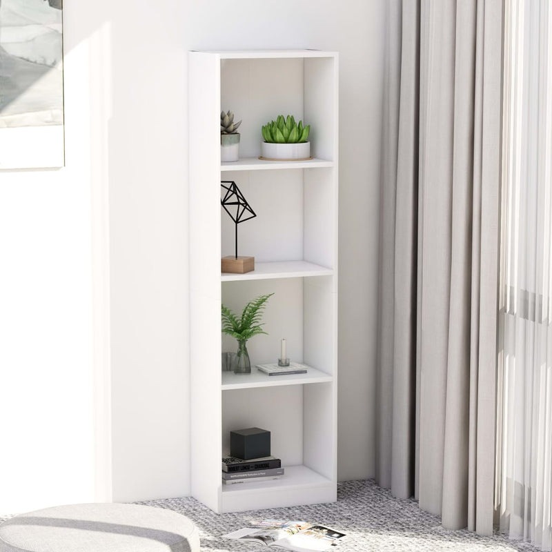 Boekenkast met 4 schappen 40x24x142 cm bewerkt hout wit MeubelReus
