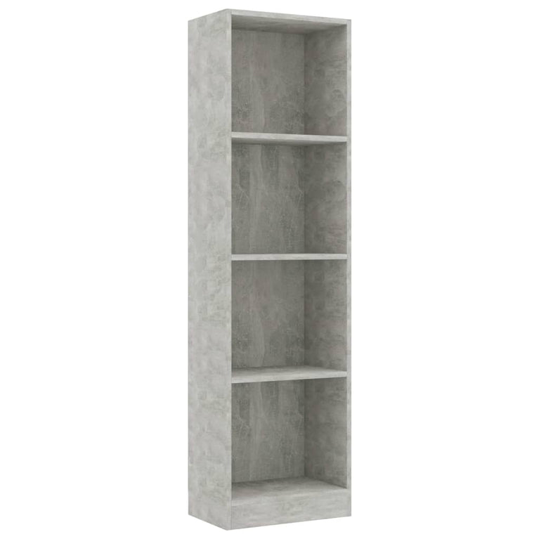 Boekenkast met 4 schappen 40x24x142 cm bewerkt hout betongrijs MeubelReus