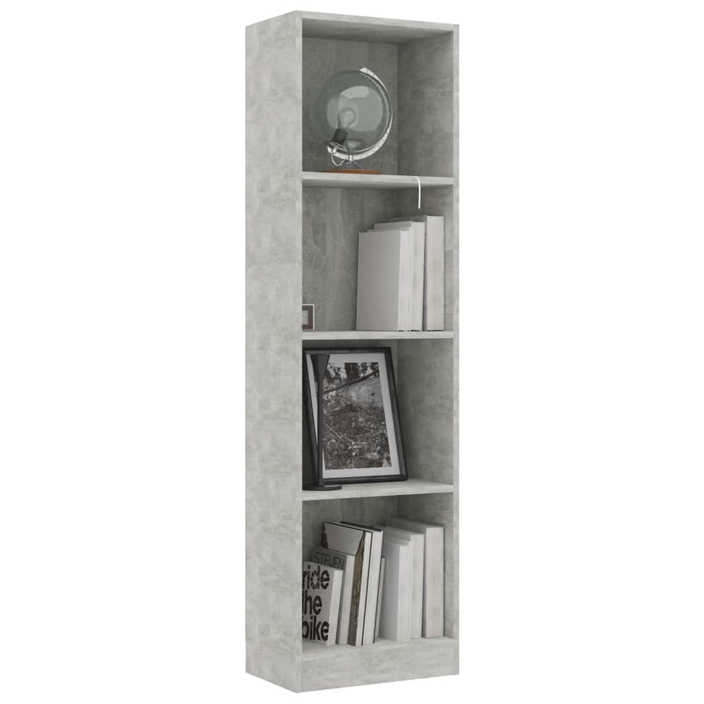 Boekenkast met 4 schappen 40x24x142 cm bewerkt hout betongrijs MeubelReus