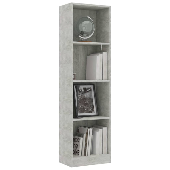 Boekenkast met 4 schappen 40x24x142 cm bewerkt hout betongrijs MeubelReus