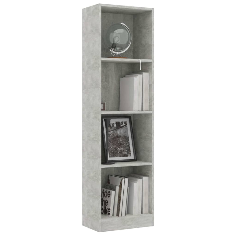 Boekenkast met 4 schappen 40x24x142 cm bewerkt hout betongrijs MeubelReus