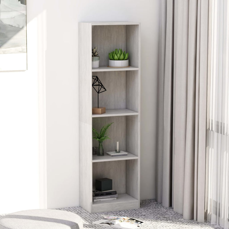 Boekenkast met 4 schappen 40x24x142 cm bewerkt hout betongrijs MeubelReus