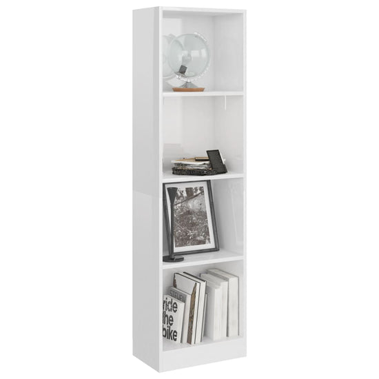 Boekenkast met 4 schappen 40x24x142 cm spaanplaat hoogglans wit MeubelReus