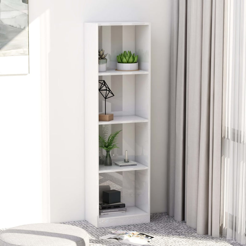 Boekenkast met 4 schappen 40x24x142 cm spaanplaat hoogglans wit MeubelReus