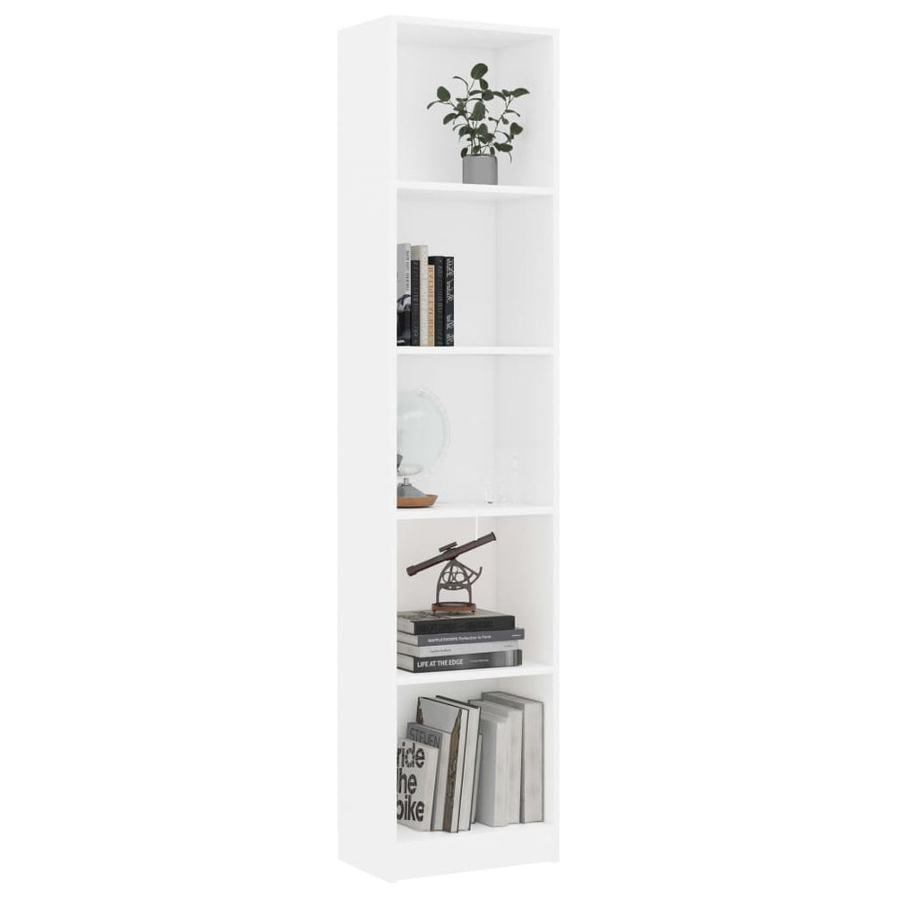 Boekenkast met 5 schappen 40x24x175 cm bewerkt hout wit MeubelReus
