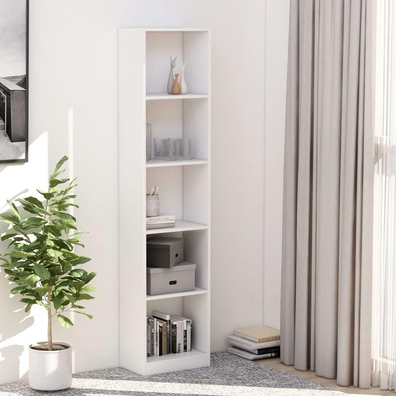 Boekenkast met 5 schappen 40x24x175 cm bewerkt hout wit MeubelReus