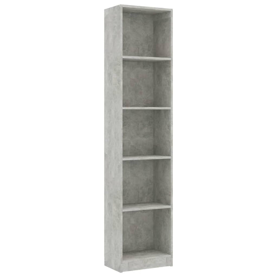 Boekenkast met 5 schappen 40x24x175 cm bewerkt hout betongrijs MeubelReus
