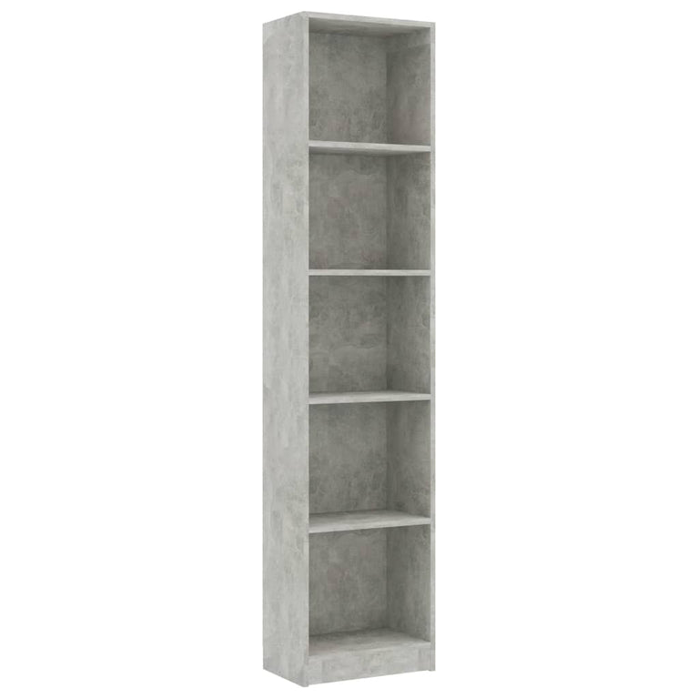 Boekenkast met 5 schappen 40x24x175 cm bewerkt hout betongrijs MeubelReus