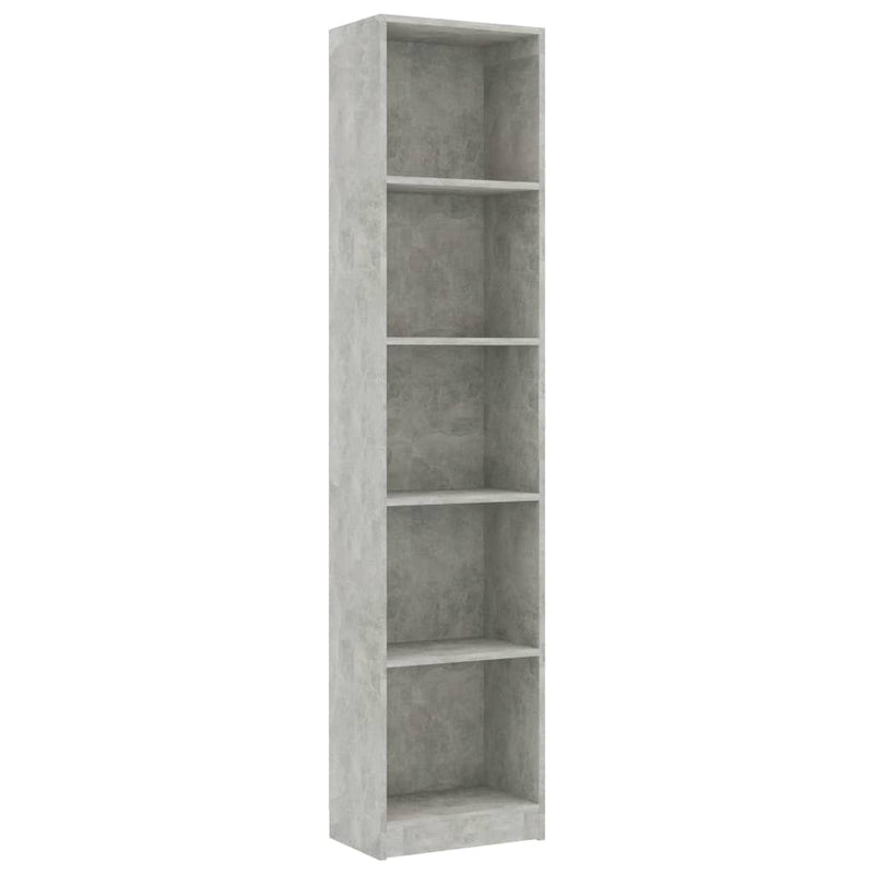 Boekenkast met 5 schappen 40x24x175 cm bewerkt hout betongrijs MeubelReus