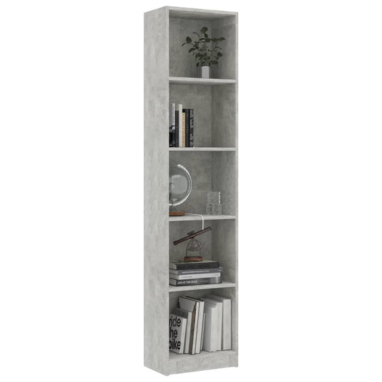 Boekenkast met 5 schappen 40x24x175 cm bewerkt hout betongrijs MeubelReus