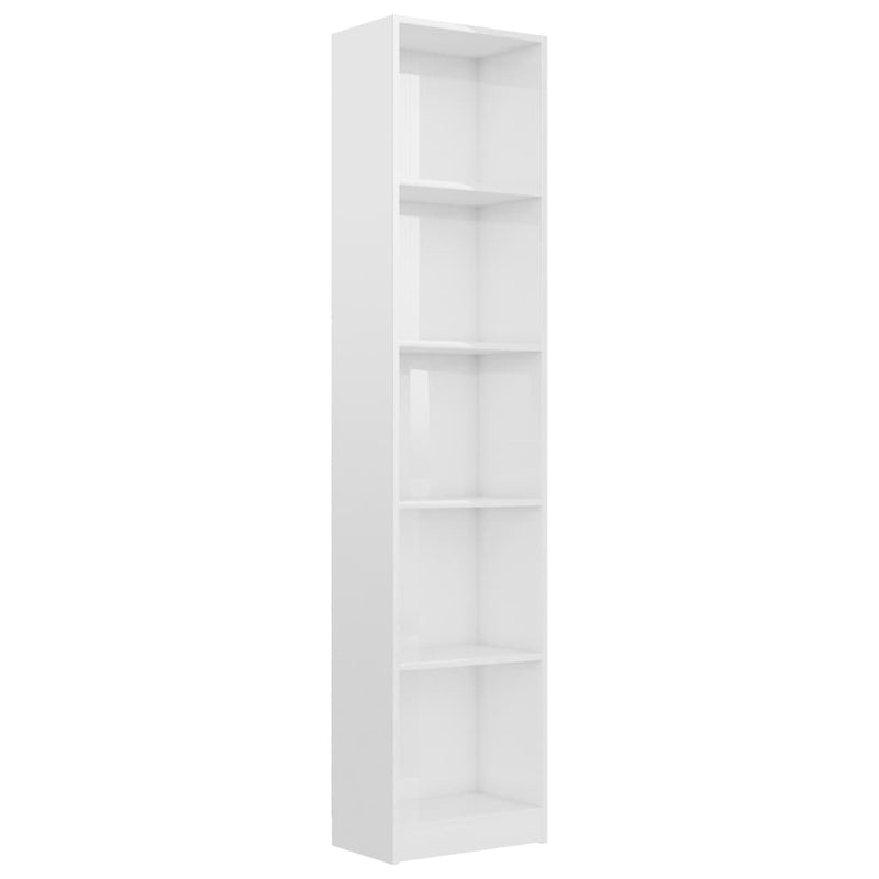 Boekenkast 5 schappen 40x24x175 cm bewerkt hout hoogglans wit MeubelReus