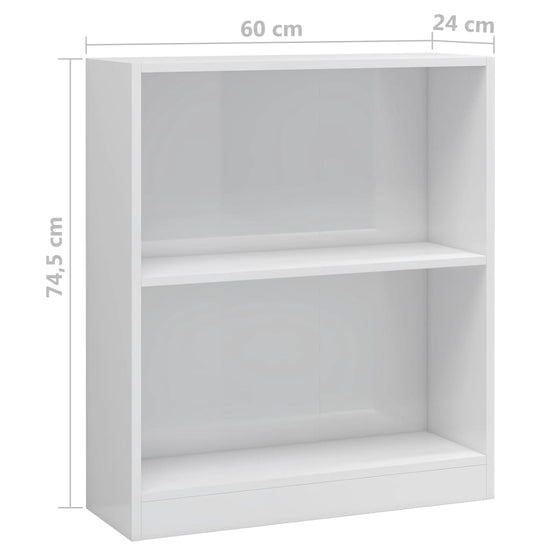Boekenkast 60x24x74,5 cm bewerkt hout hoogglans wit MeubelReus