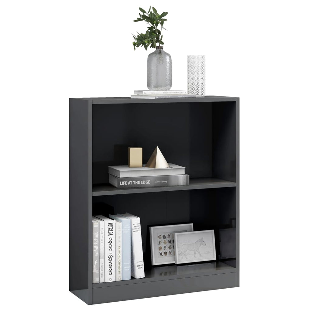 Boekenkast 60x24x74,5 cm bewerkt hout hoogglans grijs MeubelReus