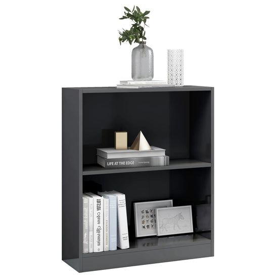 Boekenkast 60x24x74,5 cm bewerkt hout hoogglans grijs MeubelReus