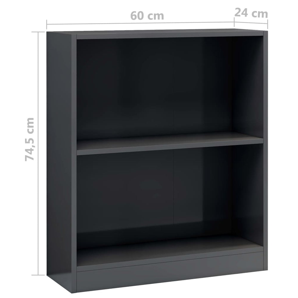 Boekenkast 60x24x74,5 cm bewerkt hout hoogglans grijs MeubelReus
