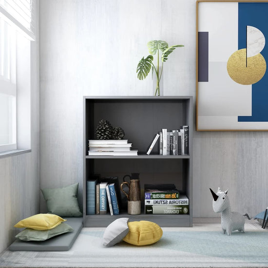 Boekenkast 60x24x74,5 cm bewerkt hout hoogglans grijs MeubelReus