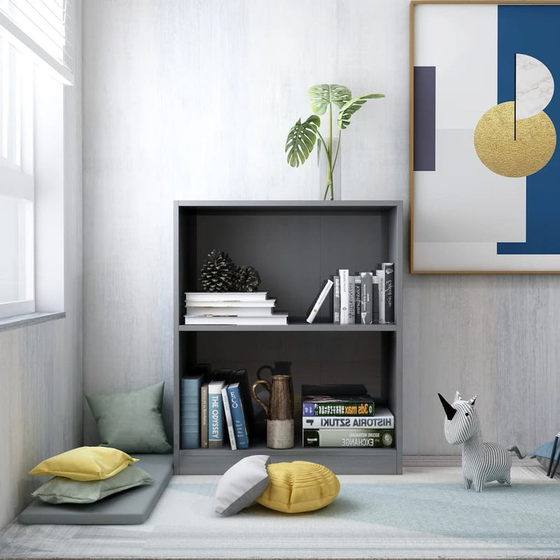 Boekenkast 60x24x74,5 cm bewerkt hout hoogglans grijs MeubelReus