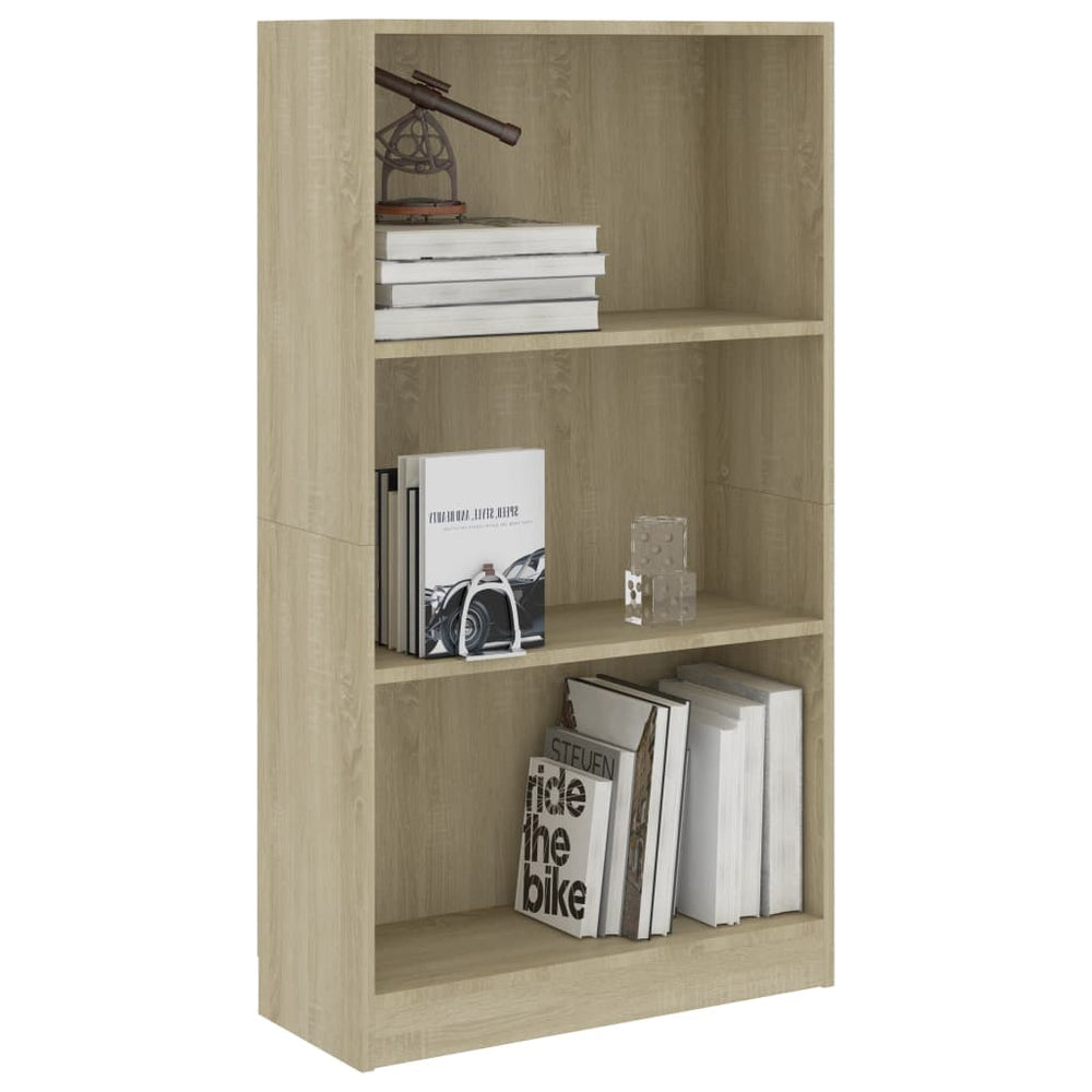 Boekenkast met 3 schappen 60x24x109 cm bewerkt hout sonoma eik MeubelReus