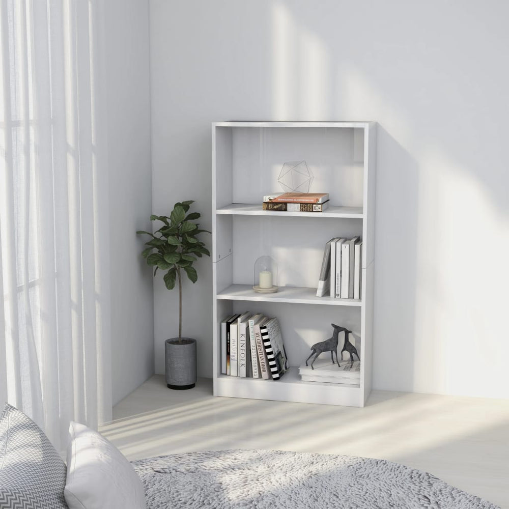 Boekenkast 3 schappen 60x24x109 cm bewerkt hout hoogglans wit MeubelReus