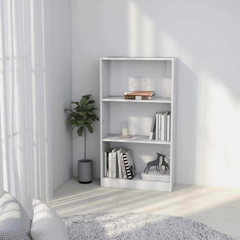Boekenkast 3 schappen 60x24x109 cm bewerkt hout hoogglans wit MeubelReus