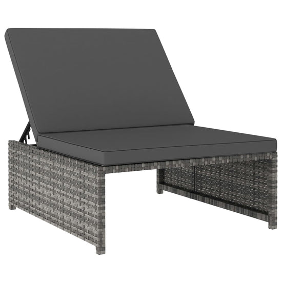 Ligbedden 2 st met tafel poly rattan grijs MeubelReus