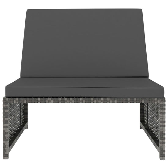 Ligbedden 2 st met tafel poly rattan grijs MeubelReus