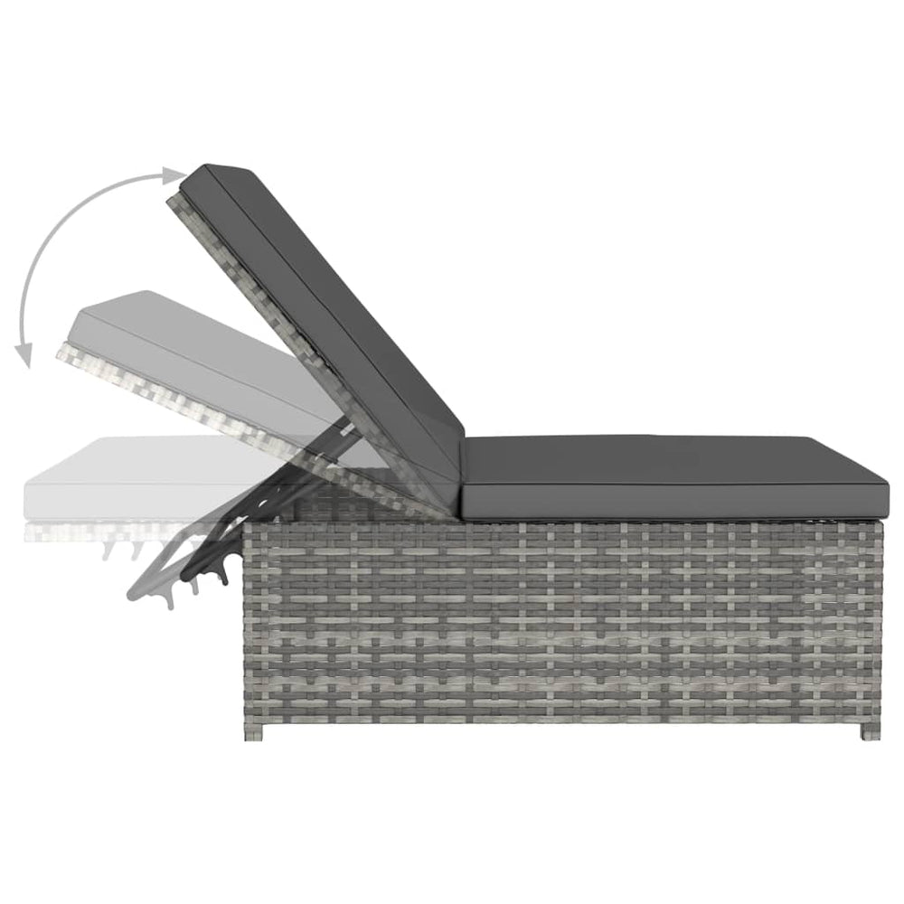 Ligbedden 2 st met tafel poly rattan grijs MeubelReus