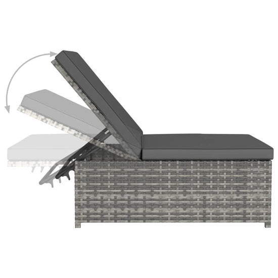 Ligbedden 2 st met tafel poly rattan grijs MeubelReus