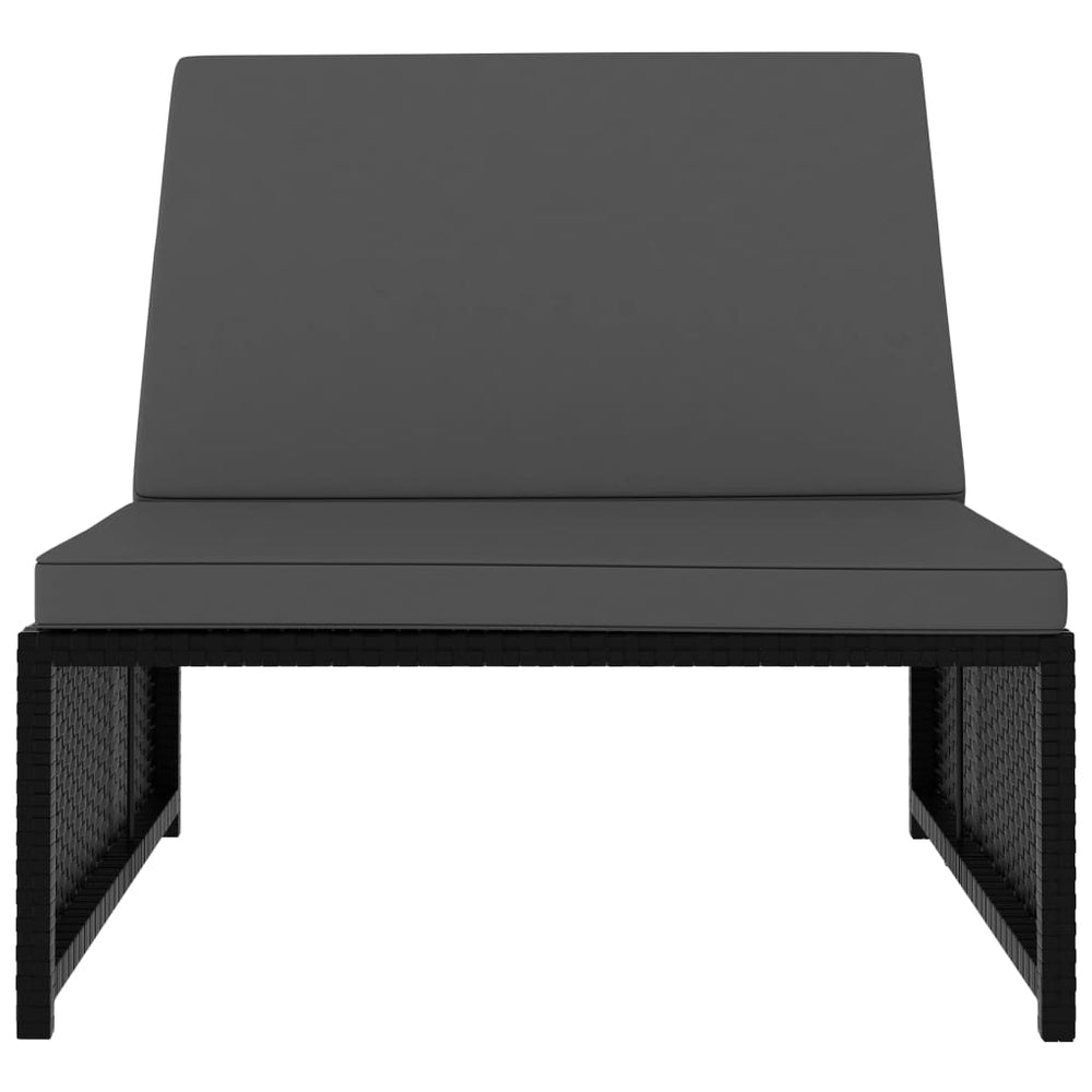 Ligbedden 2 st met tafel poly rattan zwart MeubelReus