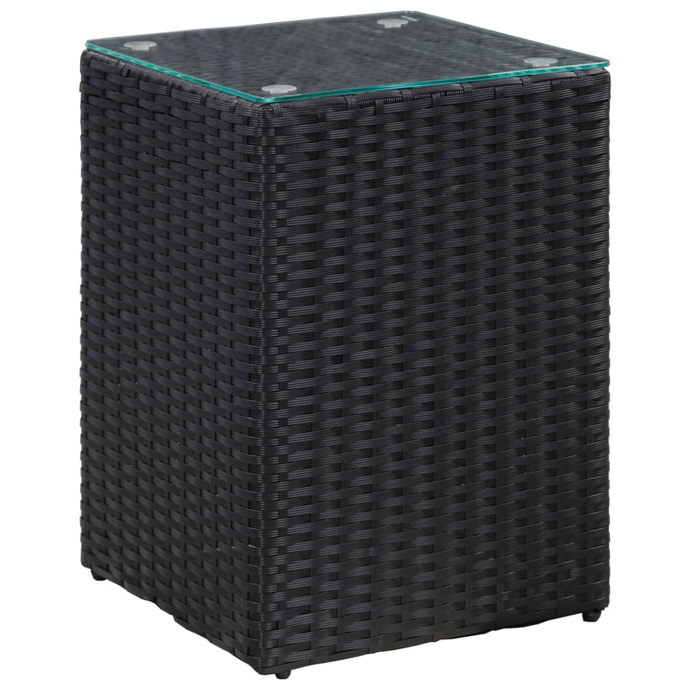 Bijzettafel met glazen blad 35x35x52 cm poly rattan zwart MeubelReus
