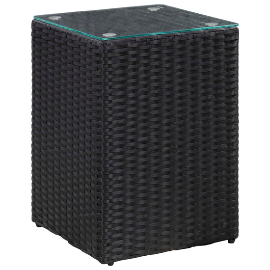 Bijzettafel met glazen blad 35x35x52 cm poly rattan zwart MeubelReus