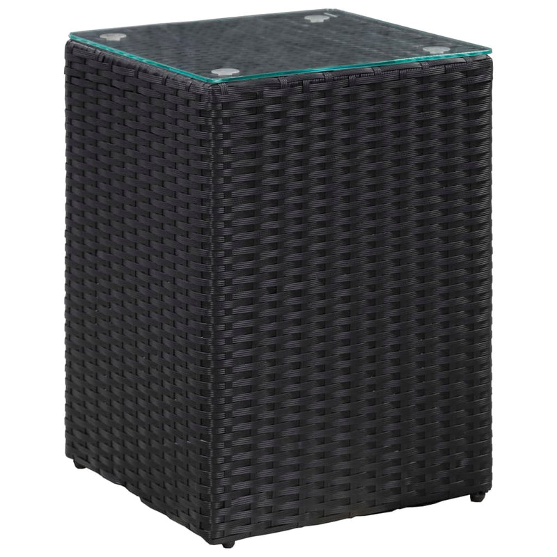 Bijzettafel met glazen blad 35x35x52 cm poly rattan zwart MeubelReus