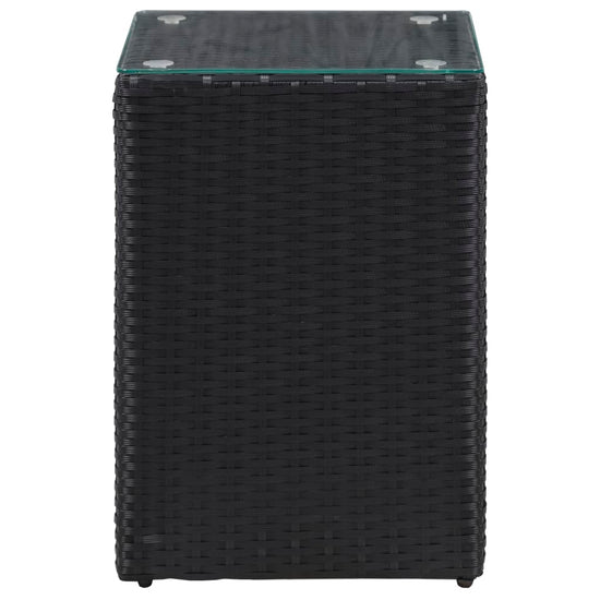Bijzettafel met glazen blad 35x35x52 cm poly rattan zwart MeubelReus
