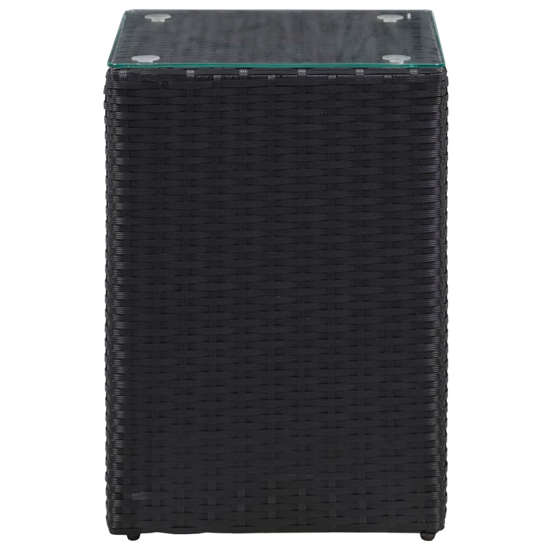 Bijzettafel met glazen blad 35x35x52 cm poly rattan zwart MeubelReus